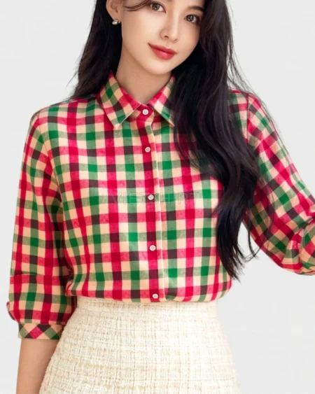 Vải may caro cotton xanh đỏ trắng