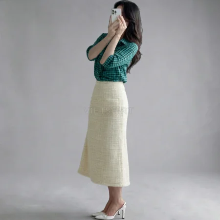 Alternative view of Vải ca rô cotton màu xanh đen