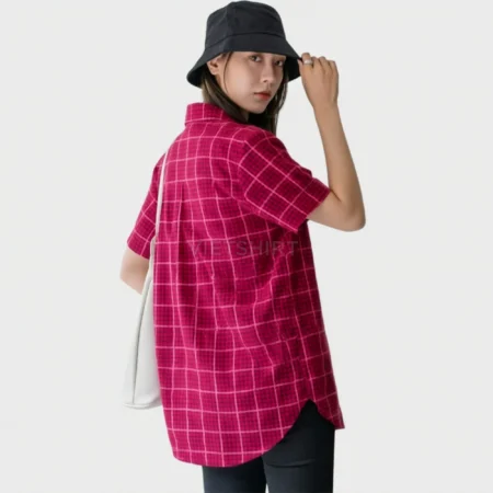 Vải may ca rô cotton màu đỏ mận