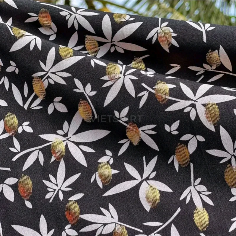 Vải lụa họa tiết hoa lá đơn giản