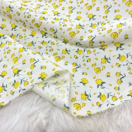 Alternative view of Vải may thô cotton baby thêu hoa màu vàng