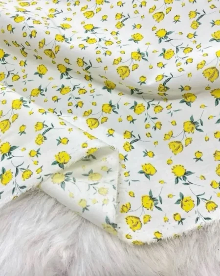 Alternative view of Vải may thô cotton baby thêu hoa màu vàng