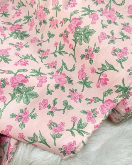 Alternative view of Vải may thô cotton baby thêu hoa màu hồng