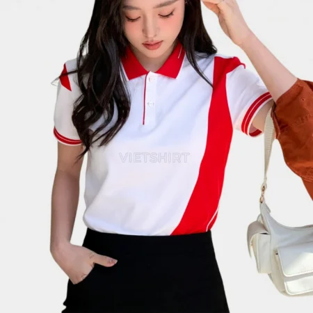 Áo phông đồng phục Vietshirt màu đỏ trắng