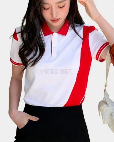 Áo phông đồng phục Vietshirt màu đỏ trắng