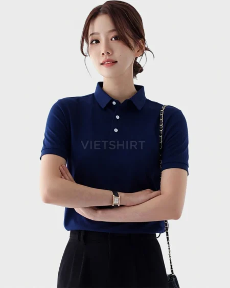 Áo phông đồng phục Hàn Quốc màu xanh đậm
