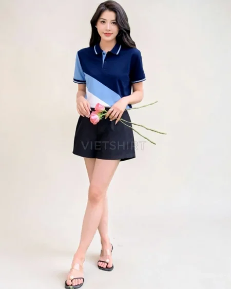 Áo phông đồng phục Vietshirt xanh trắng