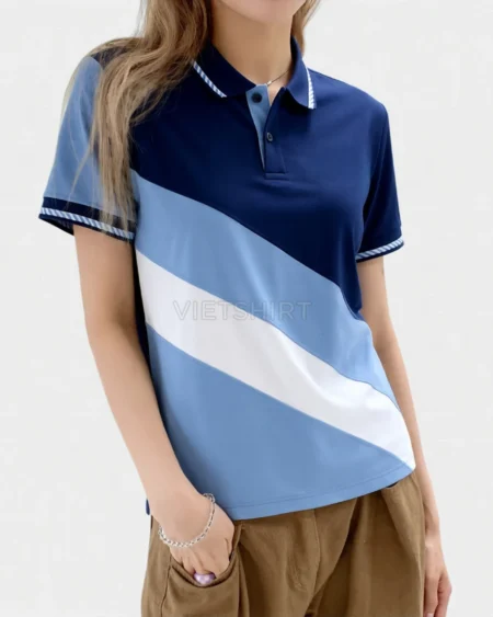 Alternative view of Áo phông đồng phục Vietshirt xanh trắng