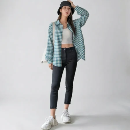 Vải may ca rô cotton mau trắng xanh dương