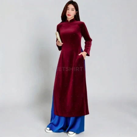 Vải nhung lụa màu đỏ mận